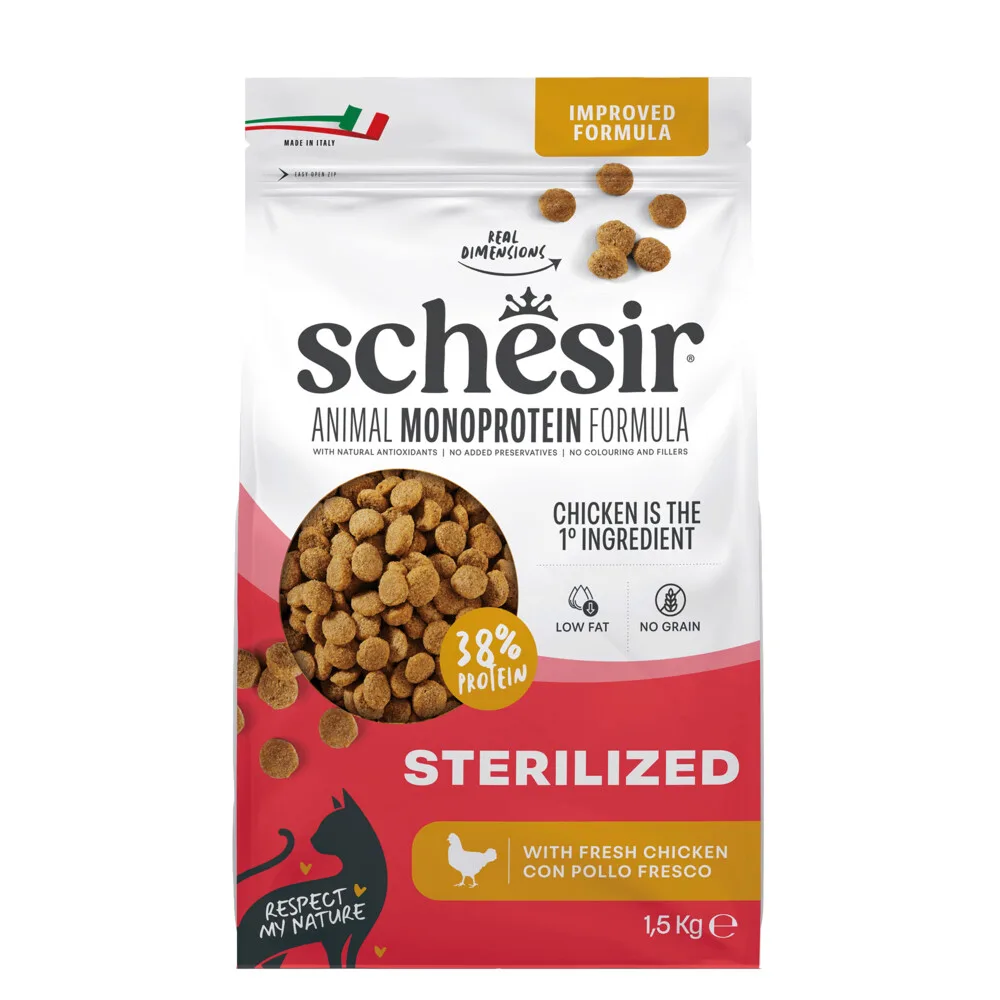 Monoproteïne Promo Kattenvoer Droog Sterilized Kip 1,5 kg von Schesir – Produktfoto