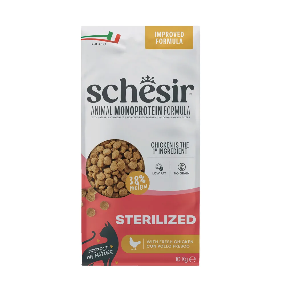Monoproteïne Promo Kattenvoer Droog Sterilized Kip 10 kg de Schesir – photo produit