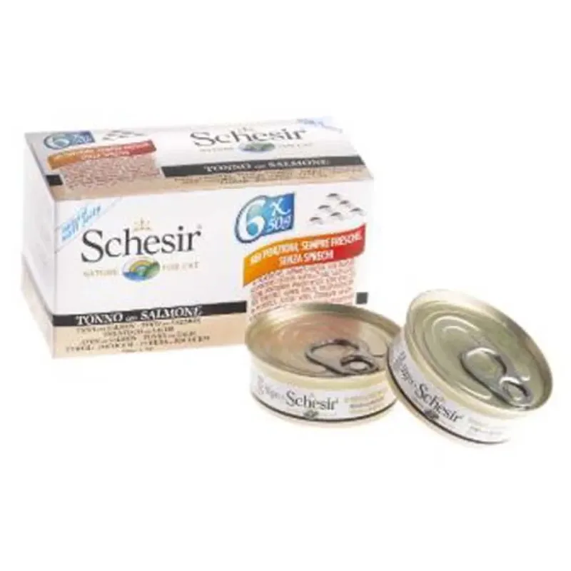 Nourriture Humide Pour Chat Multipack Au Thon Et Saumon 6x50g de Schesir – photo produit