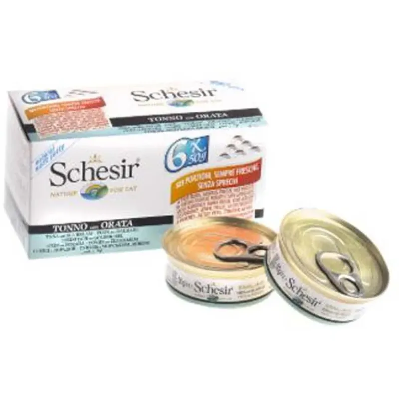 Nourriture Humide Pour Chats Multipack Thon Et Daurade 6x50g de Schesir – photo produit