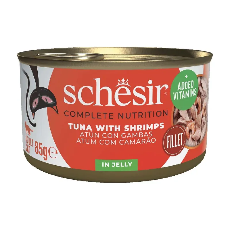 Pâtée Pour Chat Au Thon Et Aux Crevettes En Gelée 85g de Schesir – photo produit