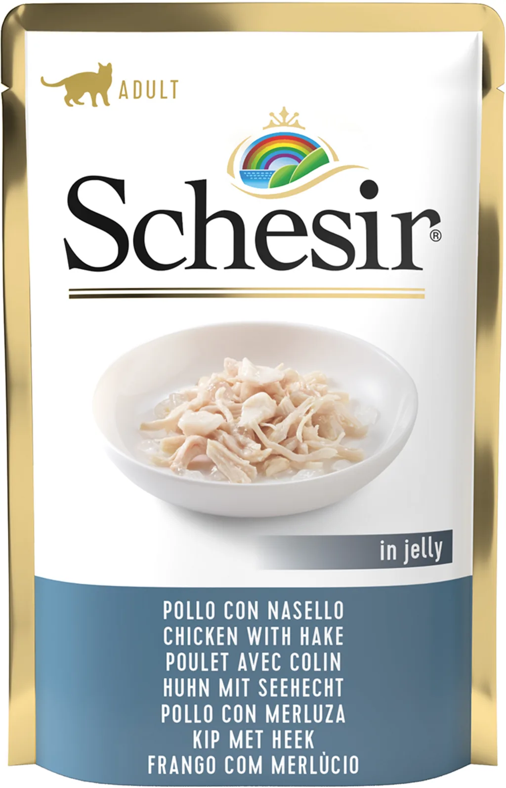 Natvoer met kip en heek 85 gr van Schesir – productfoto