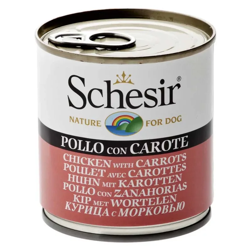 Nourriture Humide Pour Chiens Au Poulet Et Aux Carottes 285g de Schesir – photo produit