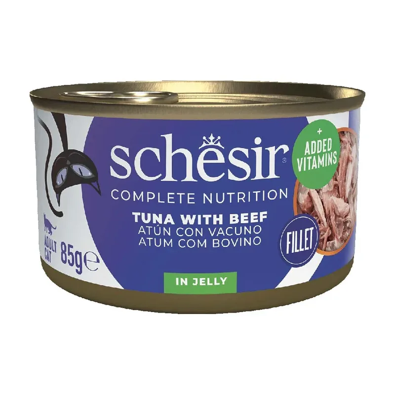 Nourriture Humide Pour Chats Au Thon Et Bœuf En Gelée 85g de Schesir – photo produit