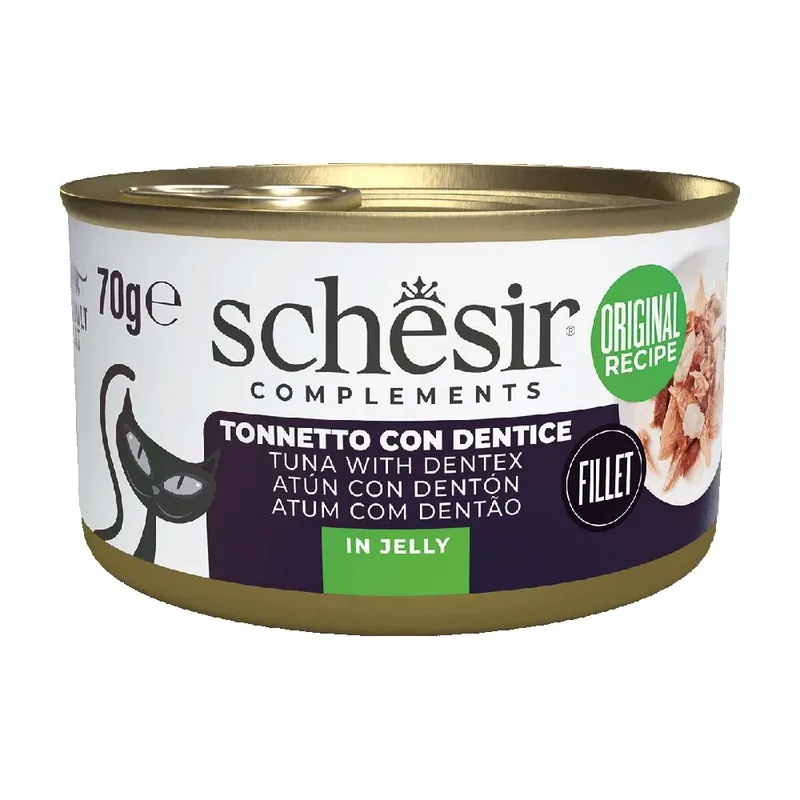 Natvoer Voor Katten Met Tonijn En Tandbrasem In Gelei 70g by Schesir – product photo