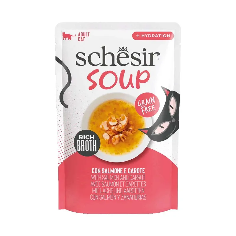 Soep Met Roze Zalm En Wortel Natvoer Voor Katten 40g by Schesir – product photo
