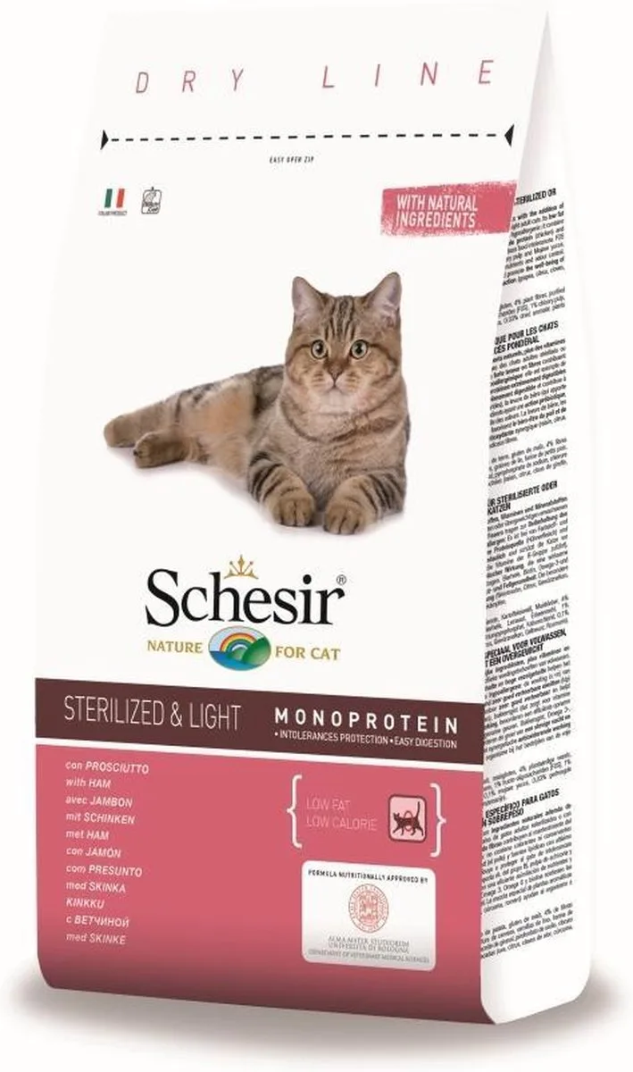 Sterilized & Light Ham - Kat - Volledig droogvoer - 3 x 400 gr de Schesir – photo produit