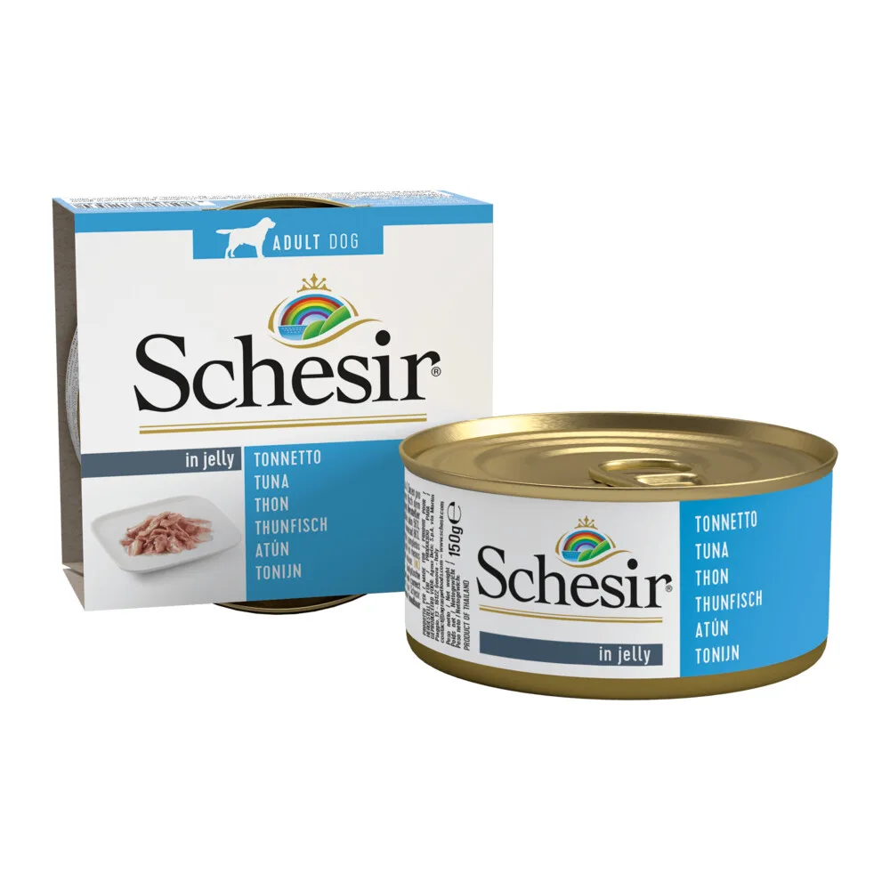 Thon en Gélatine pour votre Animal de Compagnie 150 GR de Schesir – photo produit