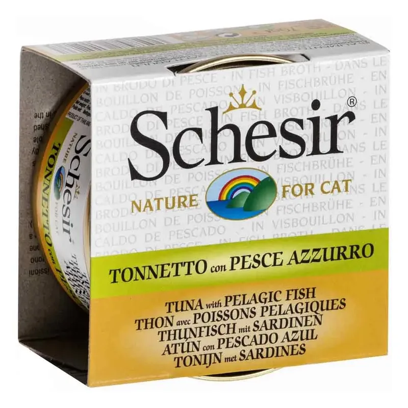 Nourriture Humide Pour Chat Au Thon Et Au Bouillon De Poisson Bleu 70g de Schesir – photo produit