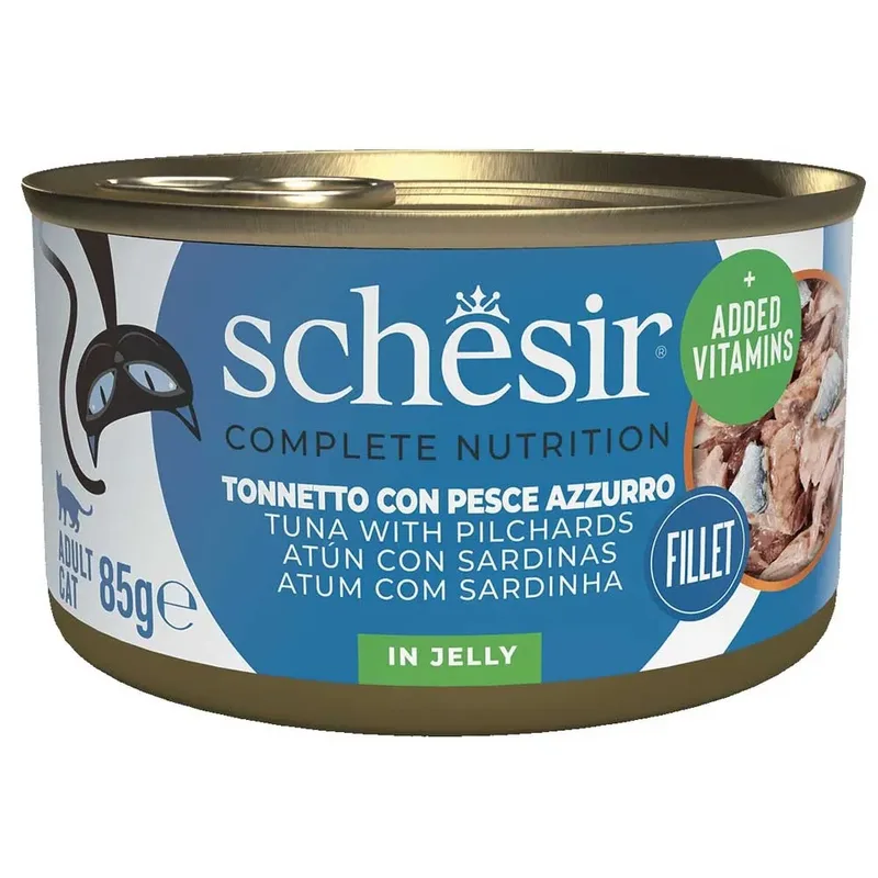 Tonijn Met Sardines In Gelei Nat Kattenvoer 85g by Schesir – product photo