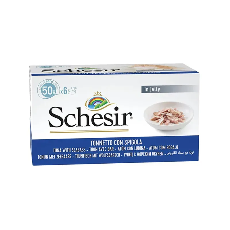 Thunfisch Mit Wolfsbarschgelee 6x50g Nassfutter Für Katzen von Schesir – Produktfoto