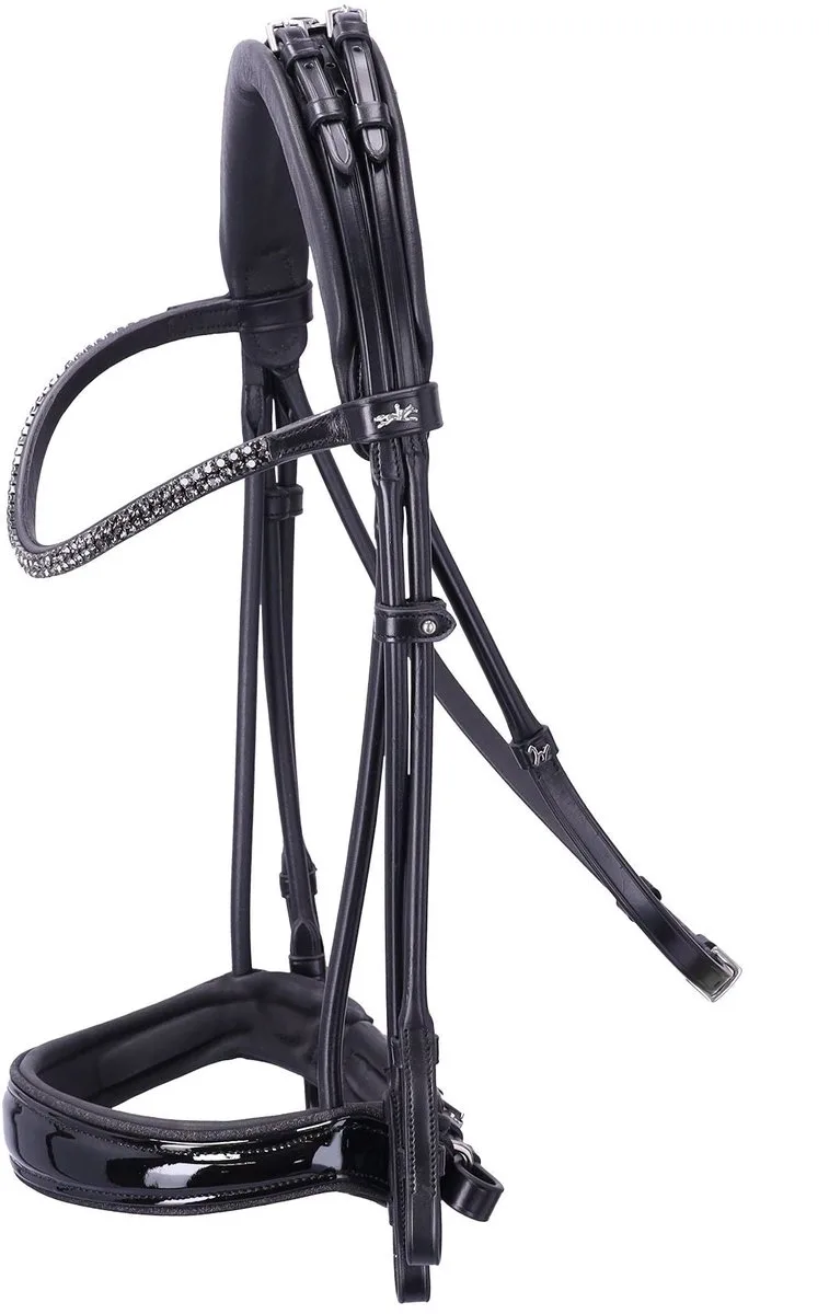 Stang & Trenshoofdstel SP Isabell Werth Bella Rose Full de Schockemöhle en Zwart Lak – photo produit