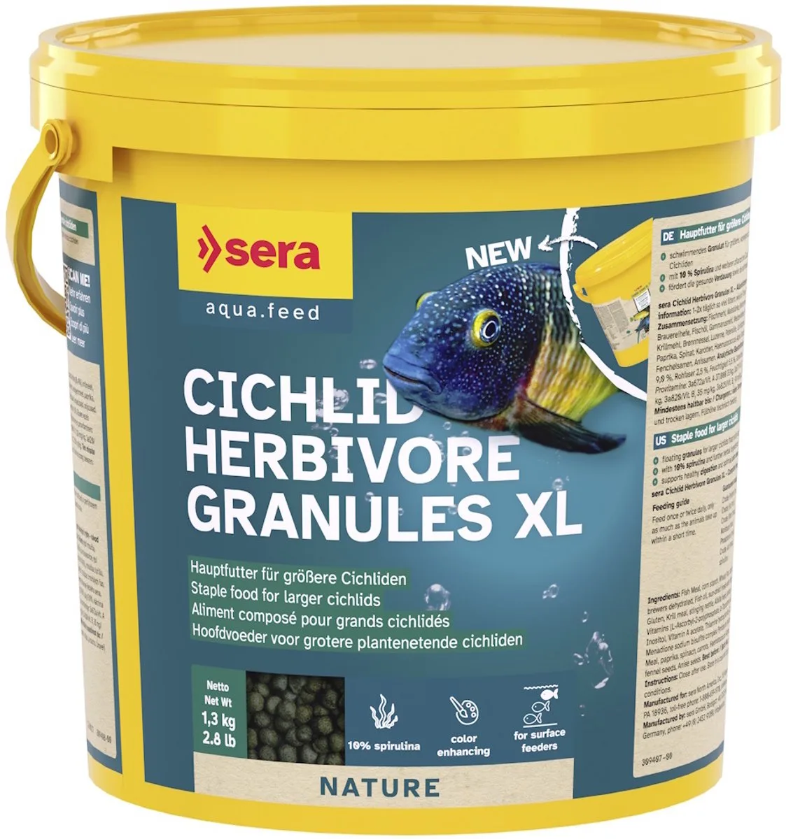 Cichlid Herbivore Granules XL 3.800ML fra Sera – produktbillede