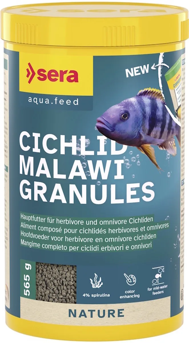 Cichlid Malawi Granules 1.000ML - 565 gram fra Sera – produktbillede