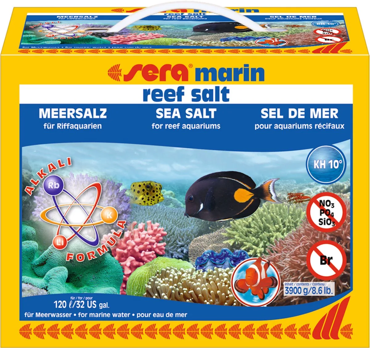 Marin Reef Salt 3,9KG - Voor 120 liter van Sera in Geel – productfoto