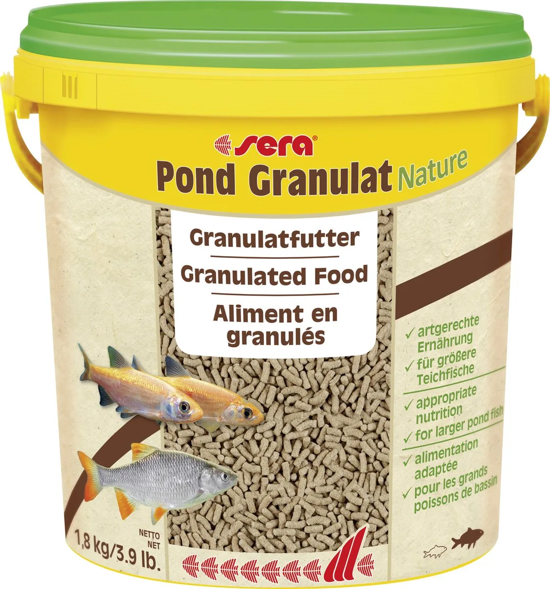 Pond Granulat Nature - Natuurlijk voeder voor vijvervissen - 1,8 kg - 10 liter van Sera – productfoto