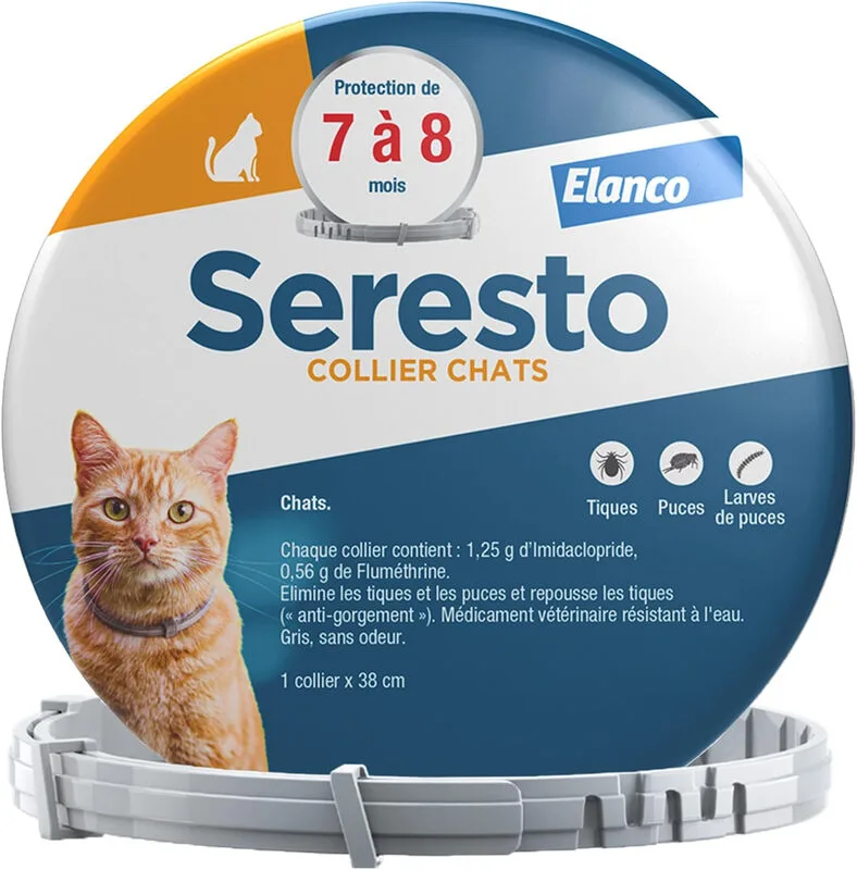 Chat – Collier Anti-Puces et Anti-Tiques pour Chats de Seresto – photo produit