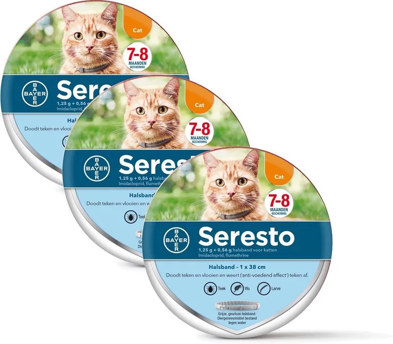 Teken- En Vlooienband Kat 38 cm - Anti tekenmiddel - 3 x per stuk by Seresto – product photo