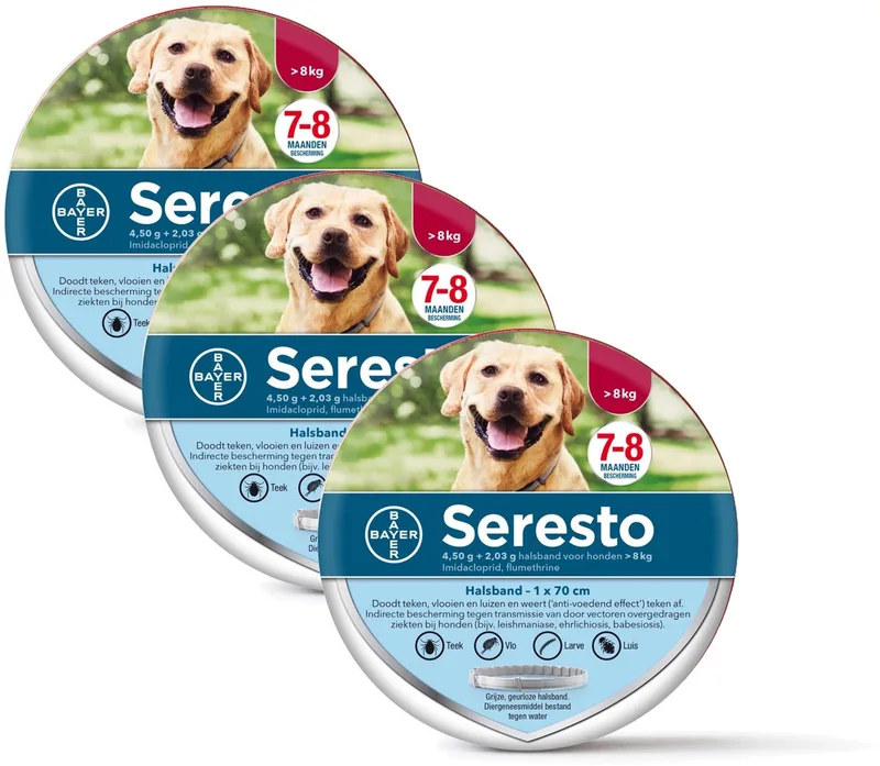 Teken- En Vlooienband Large - Anti tekenmiddel - 3 x per stuk Van 8 Kg fra Seresto – produktbillede