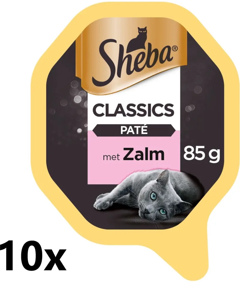 10x Sheba - Classic Paté Zalm - Kattenvoer Natvoer - 85 g fra Sheba – produktbillede