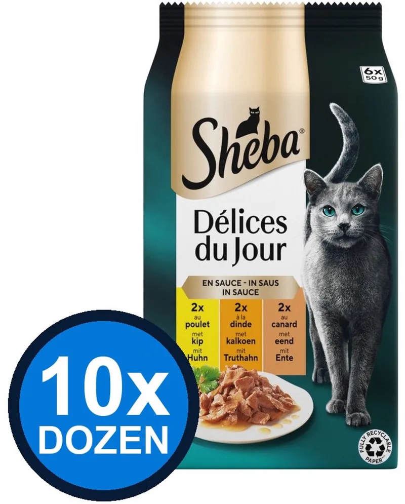 10x Sheba - Delices du Jour Gevogelte Selectie in Saus Multipack - Kattenvoer Natvoer - 6x50g by Sheba – product photo