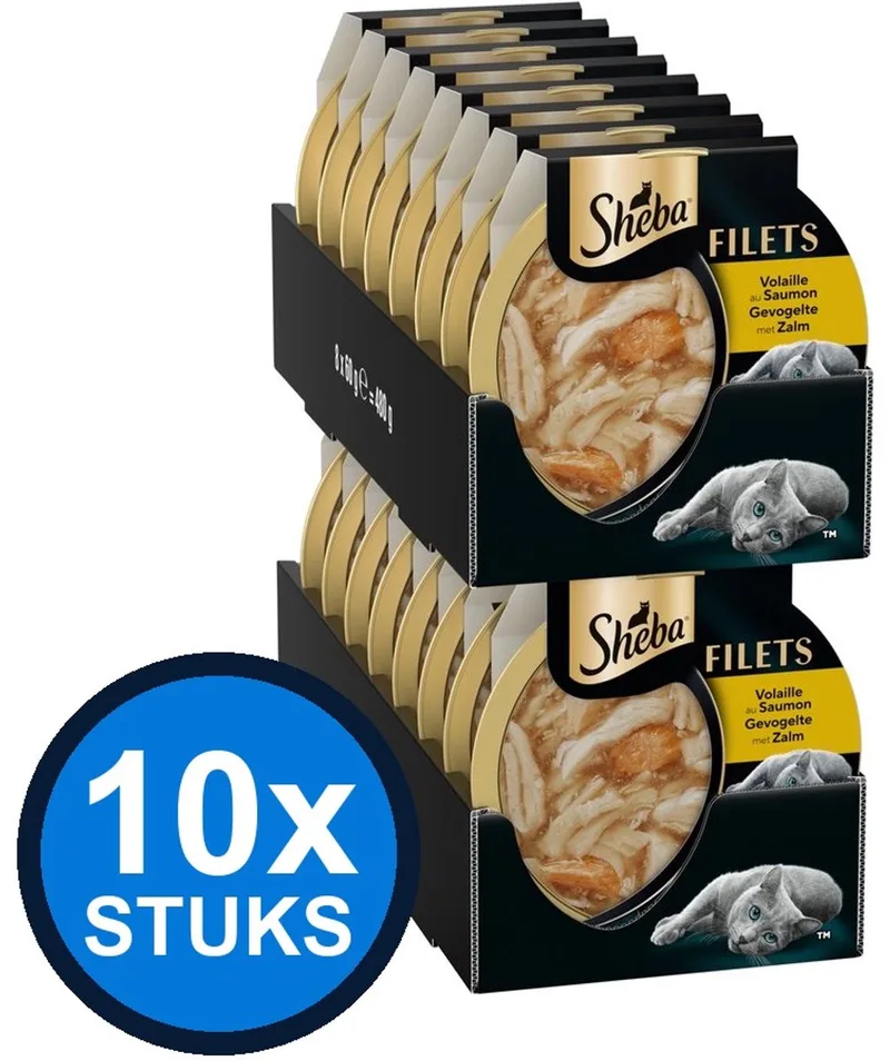 10x Sheba - Filets Gevogelte & Zalm in Saus - Kattenvoer Natvoer - 60 g de Sheba – photo produit