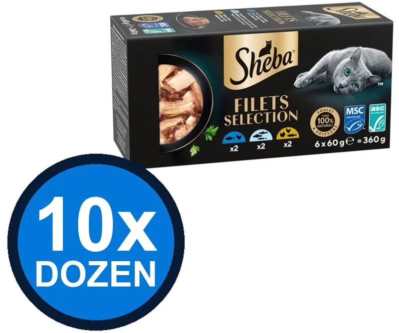 10x Sheba - Filets Witte Vis in Saus Multipack - Kattenvoer Natvoer - 6x60g by Sheba – product photo