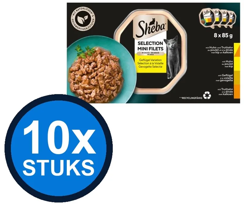 10x Sheba - Mini Filets Gevogelte Selectie in Saus Multipack - Kattenvoer Natvoer - 8x85g by Sheba – product photo