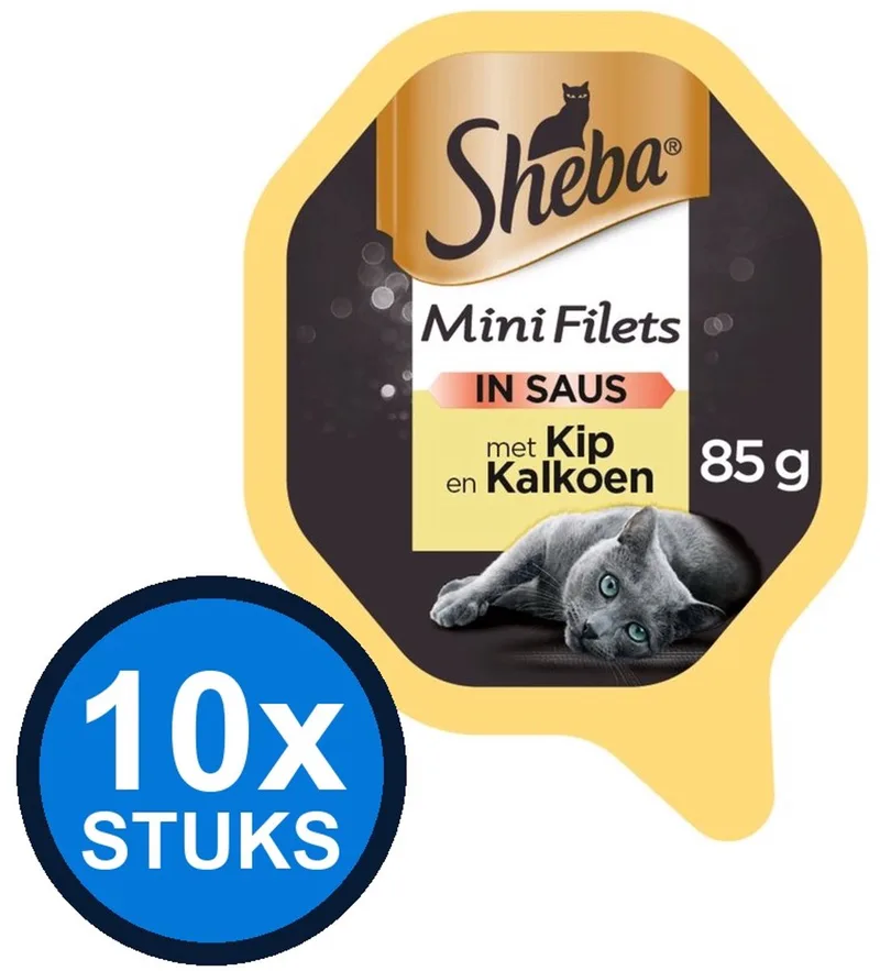 10x Sheba - Mini Filets Kip & Kalkoen in Saus - Kattenvoer Natvoer - 85 g von Sheba – Produktfoto
