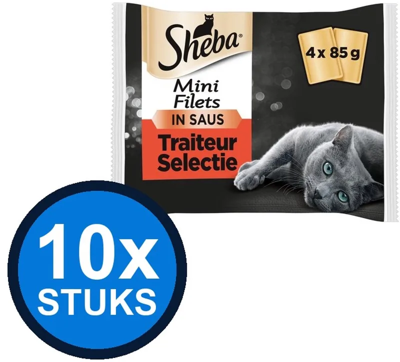 10x Sheba - Mini Filets Traiteur Selectie in Saus Multipack - Kattenvoer Natvoer - 4x85g fra Sheba – produktbillede