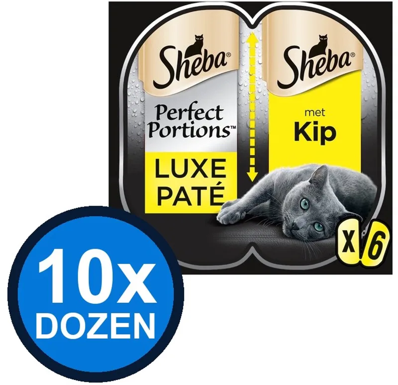 10x Sheba - Perfect Portions Adult Paté Kip Multipack - Kattenvoer Natvoer - 6x37,5g de Sheba – photo produit