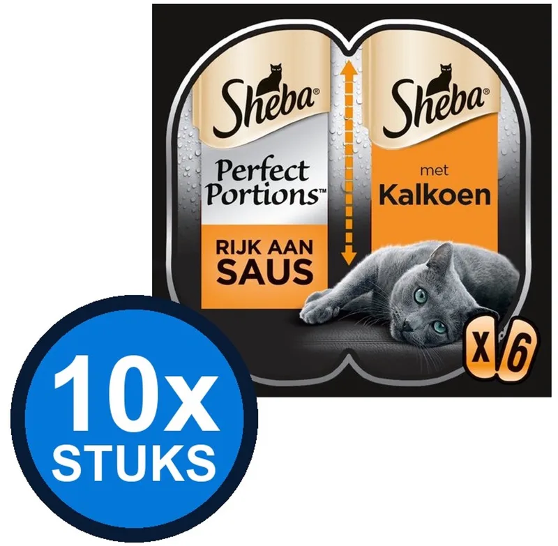 10x Sheba - Perfect Portions adult saus kalkoen mp 6x37,5gr - Kattenvoer Natvoer - 225 g von Sheba – Produktfoto