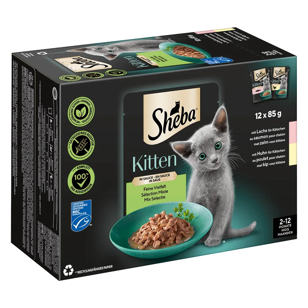12x 85g Sheba Kitten Varianten Vershoudzakjes Zalm en Kip Katten Natvoer by Sheba – product photo