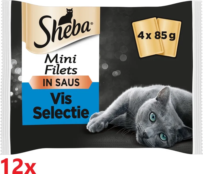 12x Sheba - Mini Filets Vis Selectie in Saus Multipack - Kattenvoer Natvoer - 4x85g von Sheba – Produktfoto
