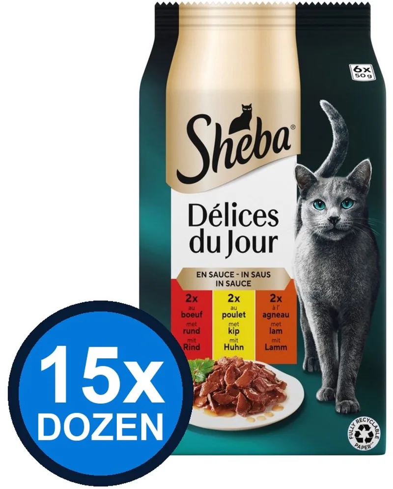 15x Sheba - Delices du Jour Traiteur Selectie in Saus Multipack - Kattenvoer Natvoer - 6x50g by Sheba – product photo