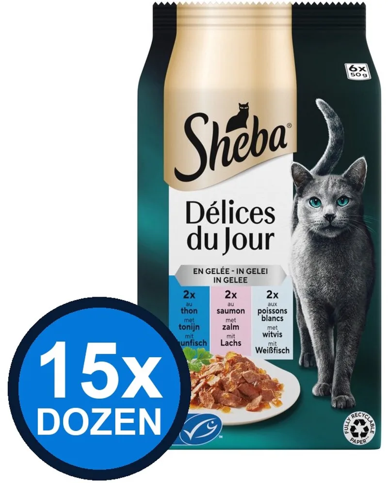 15x Sheba - Delices du Jour Vis Selectie in Gelei Multipack - Kattenvoer Natvoer - 6x50g by Sheba – product photo
