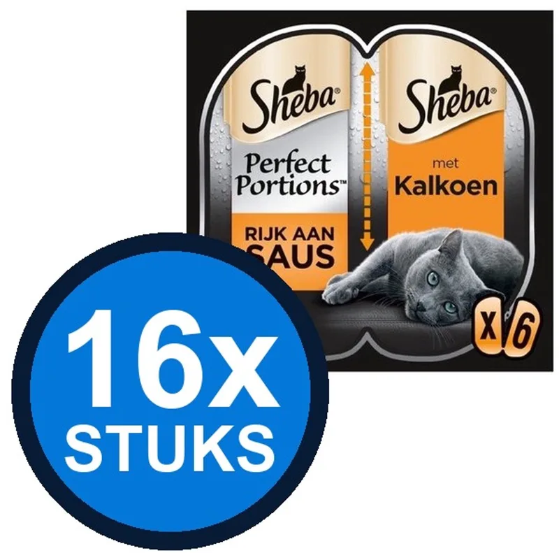 16x Sheba - Perfect Portions Adult Kalkoen in Saus Multipack - Kattenvoer Natvoer - 6x37,5g by Sheba – product photo