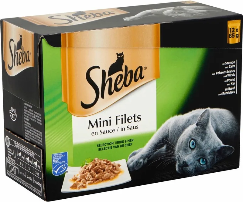 1x Sheba - Mini Filets Mix Selectie in Saus Multipack - Kattenvoer Natvoer - 12x85g von Sheba – Produktfoto