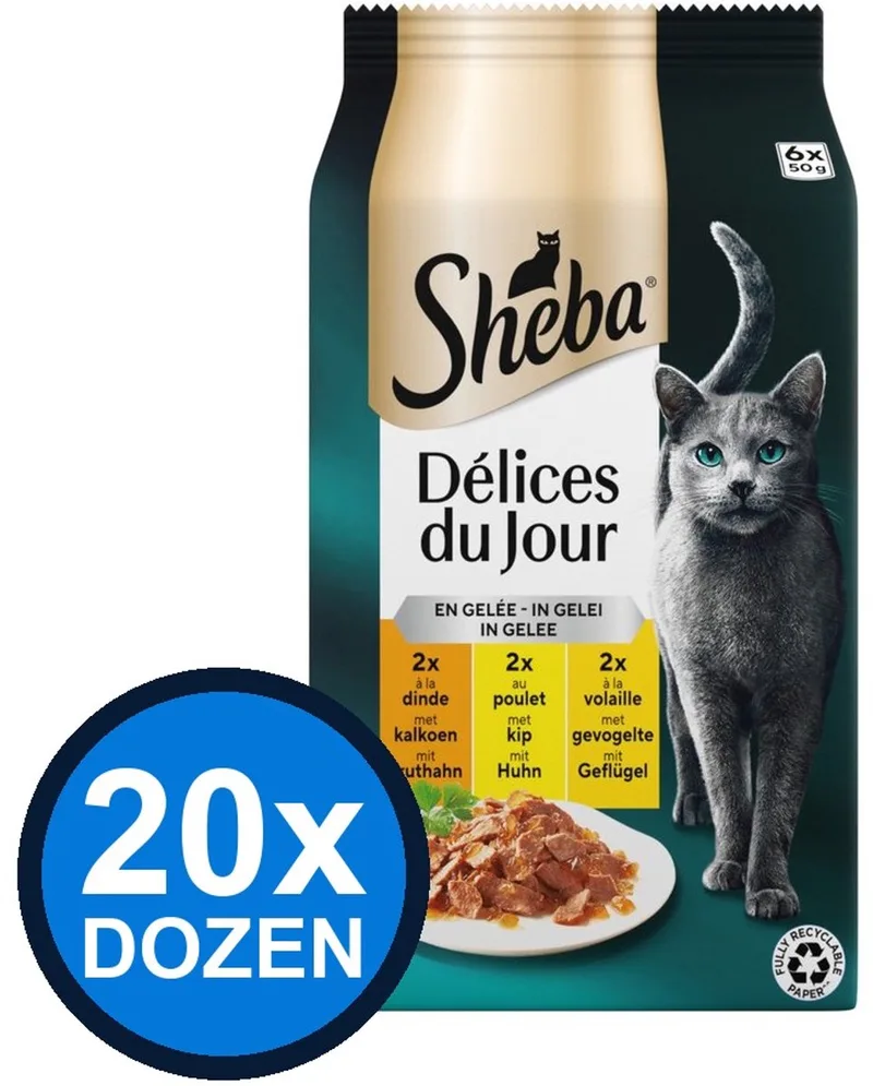 20x Sheba - Delices du Jour Gevogelte Selectie in Gelei Multipack - Kattenvoer Natvoer - 6x50g von Sheba – Produktfoto