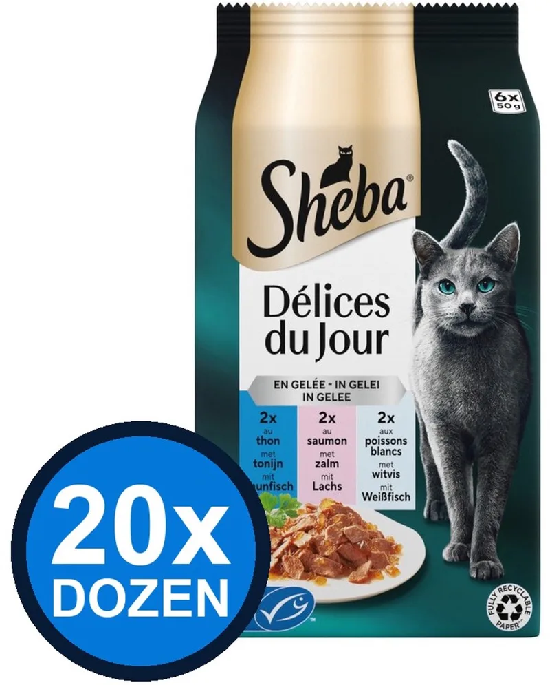 20x Sheba - Delices du Jour Vis Selectie in Gelei Multipack - Kattenvoer Natvoer - 6x50g de Sheba – photo produit