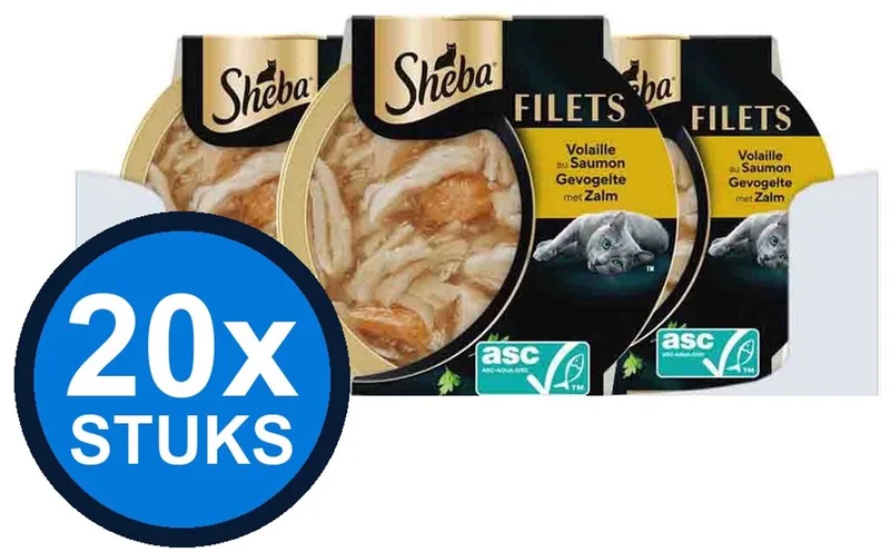 20x Sheba - Filets Gevogelte & Zalm in Saus - Kattenvoer Natvoer - 60 g de Sheba – photo produit