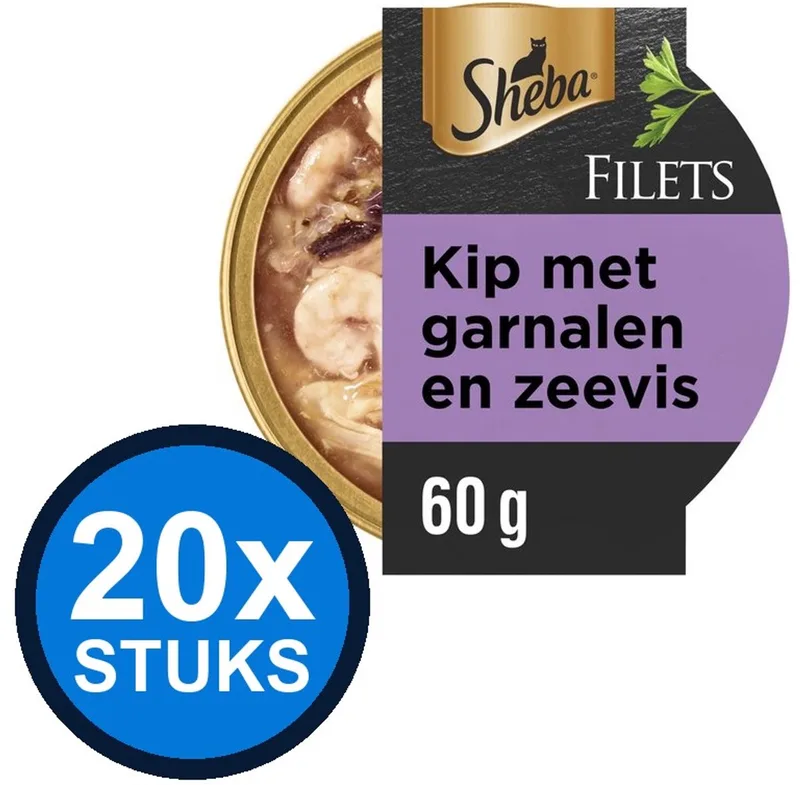 20x Sheba - Filets Kip, Garnalen & Zeevis in Saus - Kattenvoer Natvoer - 60 g de Sheba – photo produit