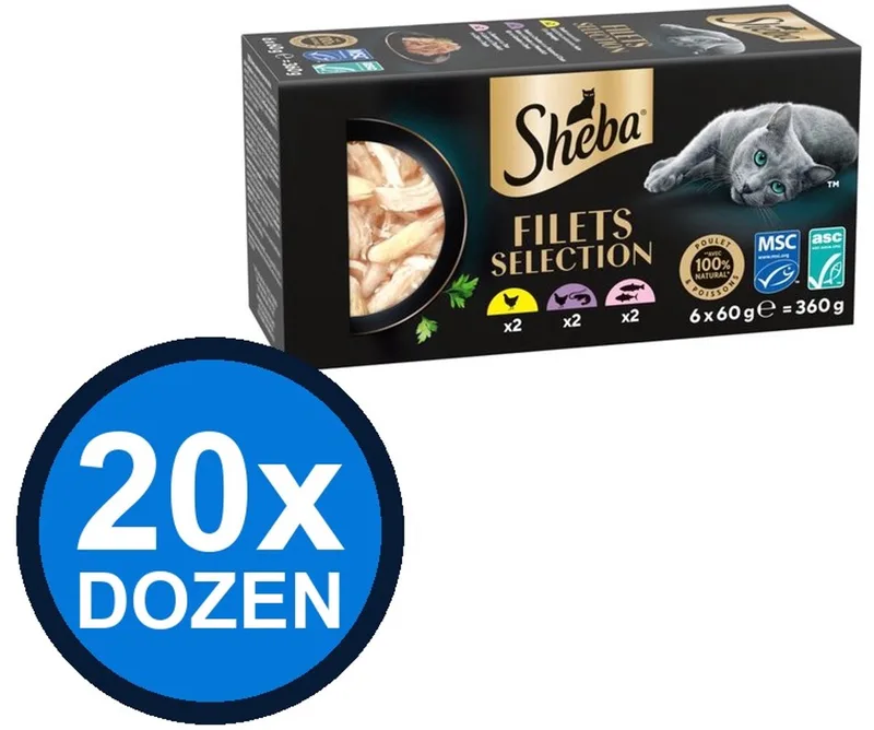 20x Sheba - Filets Kip & Zalm in Saus Multipack - Kattenvoer Natvoer - 6x60g fra Sheba – produktbillede
