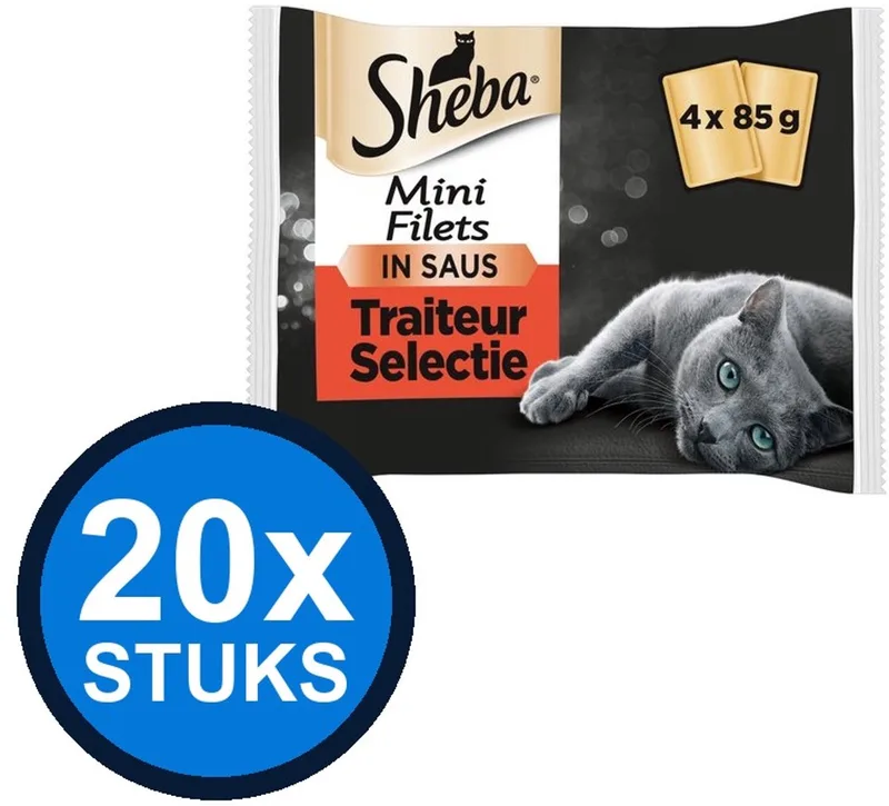 20x Sheba - Mini Filets Traiteur Selectie in Saus Multipack - Kattenvoer Natvoer - 4x85g von Sheba – Produktfoto