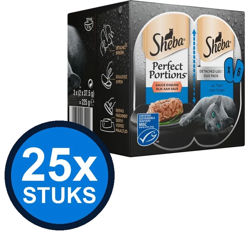 25x Sheba - Perfect Portions Adult Tonijn in Saus Multipack - Kattenvoer Natvoer - 6x37,5g by Sheba – product photo