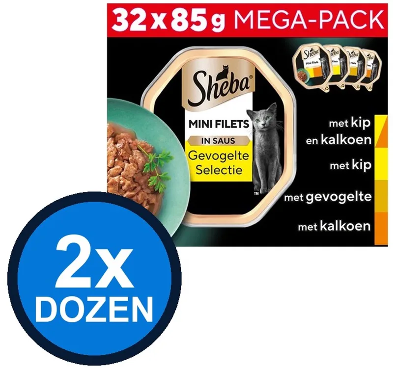 2x Sheba - Mini Filets Gevogelte Selectie in Saus Multipack - Kattenvoer Natvoer - 32x85g by Sheba – product photo