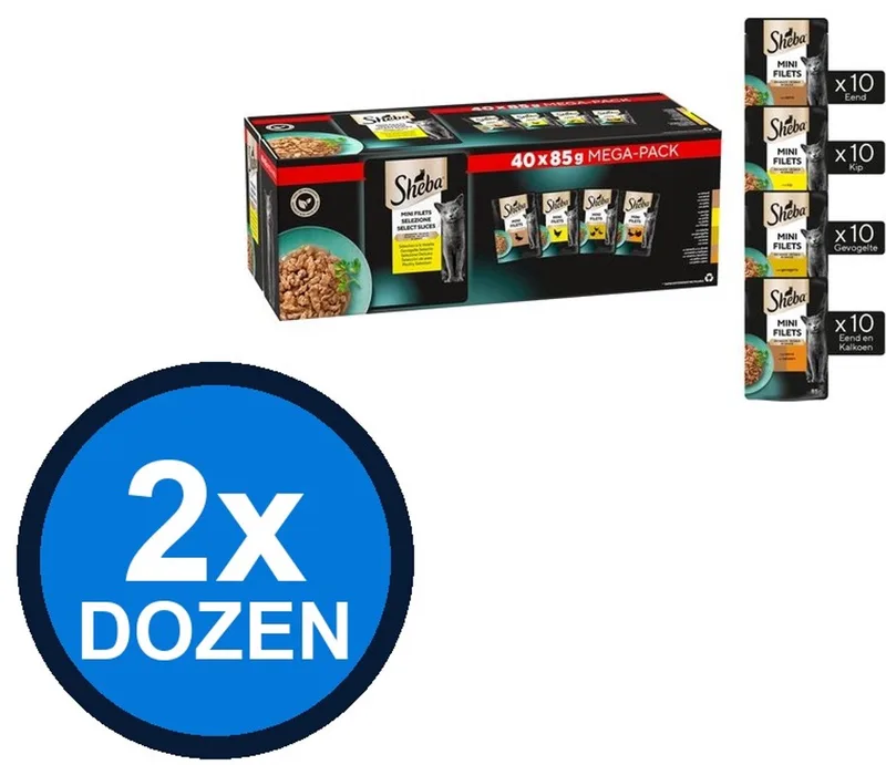 2x Sheba - Mini Filets Gevogelte Selectie in Saus Multipack - Kattenvoer Natvoer - 40x85g von Sheba – Produktfoto