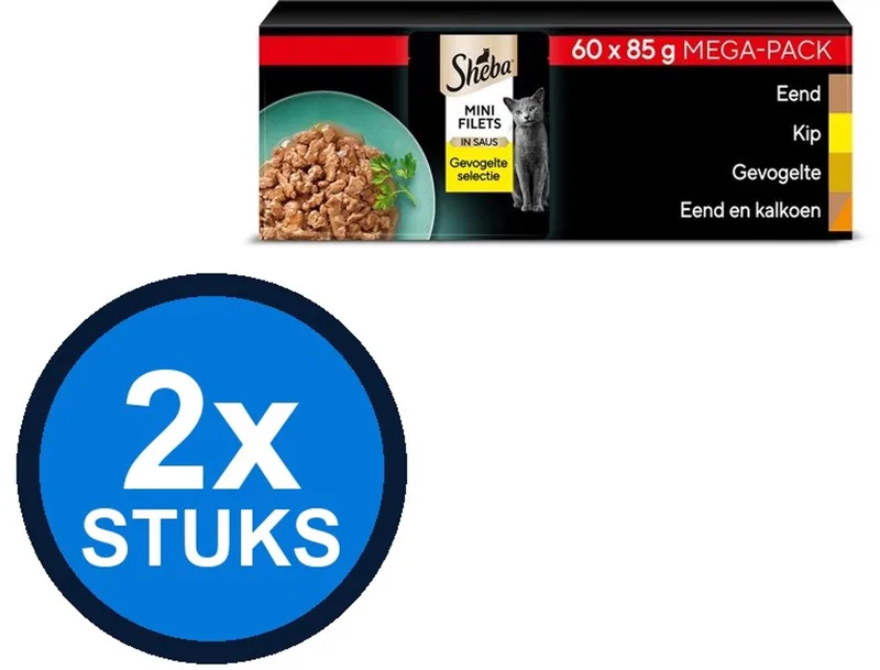 2x Sheba - Mini Filets Gevogelte Selectie in Saus Multipack - Kattenvoer Natvoer - 60x85g by Sheba – product photo