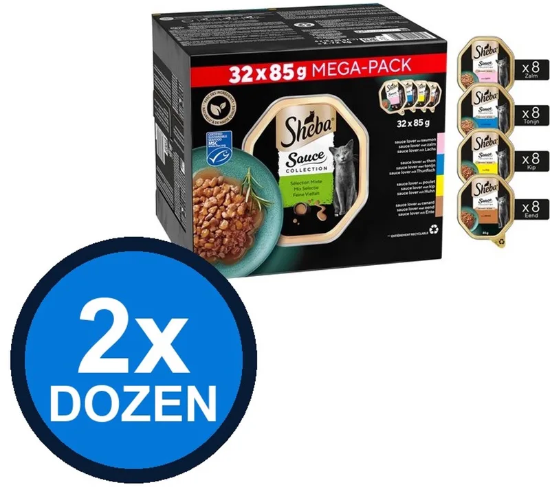 2x Sheba - Sauce Lover Vis Selectie in Saus Multipack - Kattenvoer Natvoer - 32x85g de Sheba – photo produit