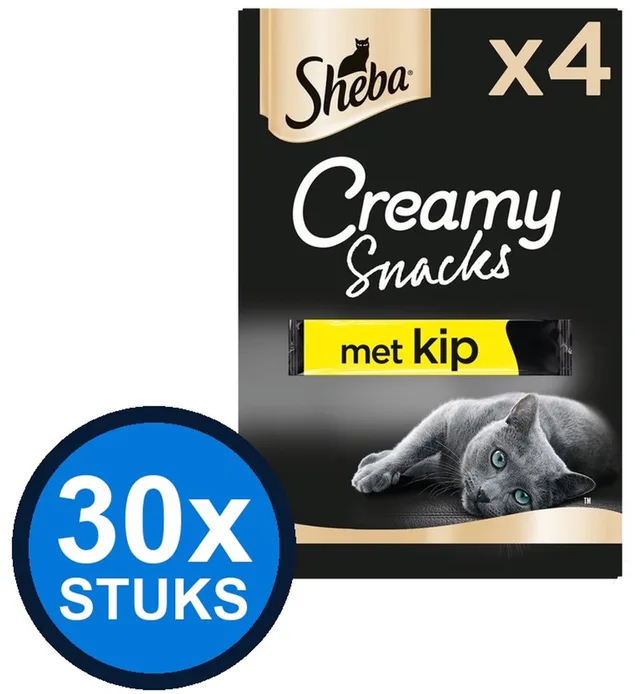 30x Sheba - Creamy Snacks Kip - Kattensnacks - 4 stuks